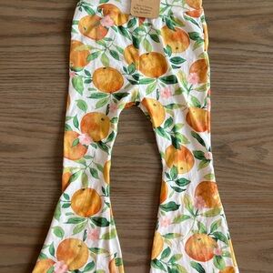 Floral Orange Kids Bell Bottoms